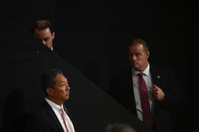 Secret Service agents at the Republican National Convention in Milwaukee on July 18. (Joshua Lott/The Washington Post)