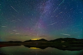 The Perseid meteor shower is seen in the Chinese city Chifeng on Aug. 14, 2023.