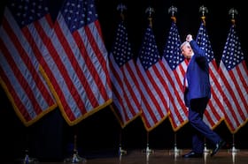 Republican presidential nominee Donald Trump walks offstage during a campaign event in Asheville, N.C., on Wednesday. (Tom Brenner for The Washington Post)