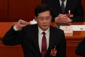 Qin Gang takes his oath as Chinese foreign minister in Beijing in 2023.