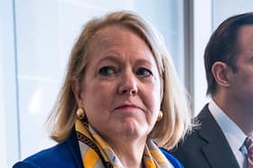 Virginia “Ginni” Thomas, wife of Supreme Court Justice Clarence Thomas, during a break from being questioned behind closed doors by investigators on the House Jan. 6 committee in 2022. (Jabin Botsford/The Washington Post)