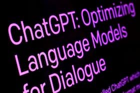 Text from the ChatGPT page of the OpenAI website is shown in this photo, in New York, Feb. 2, 2023. (AP Photo/Richard Drew, File)