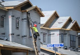 Houses under construction in Brambleton, Va.