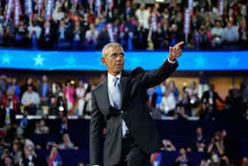 Former president Barack Obama at the Democratic National Convention in Chicago on Tuesday. (Melina Mara/The Washington Post)